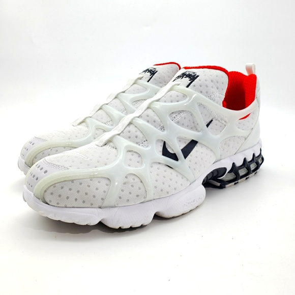 Size 11 - Nike Air Zoom Spiridon Kukini x Stussy White 2020 CJ9918-100 PreOwned - Picture 1 of 10